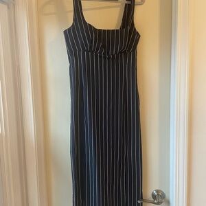 Navy Striped Sleeveless Dress